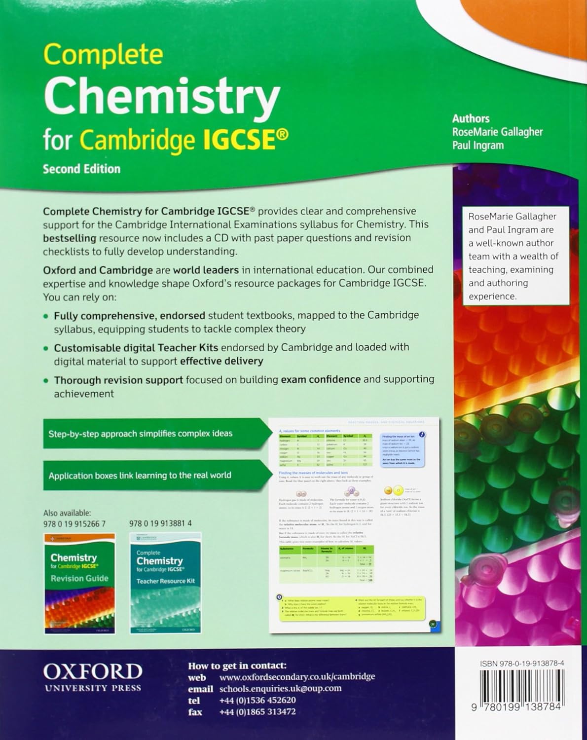 COMPLETE CHEMISTRY FOR CAMBRIDGE IGCSE +CD SECOND EDITION 9780199138784 OXFORD 2011 (USADO) - Imagen 2