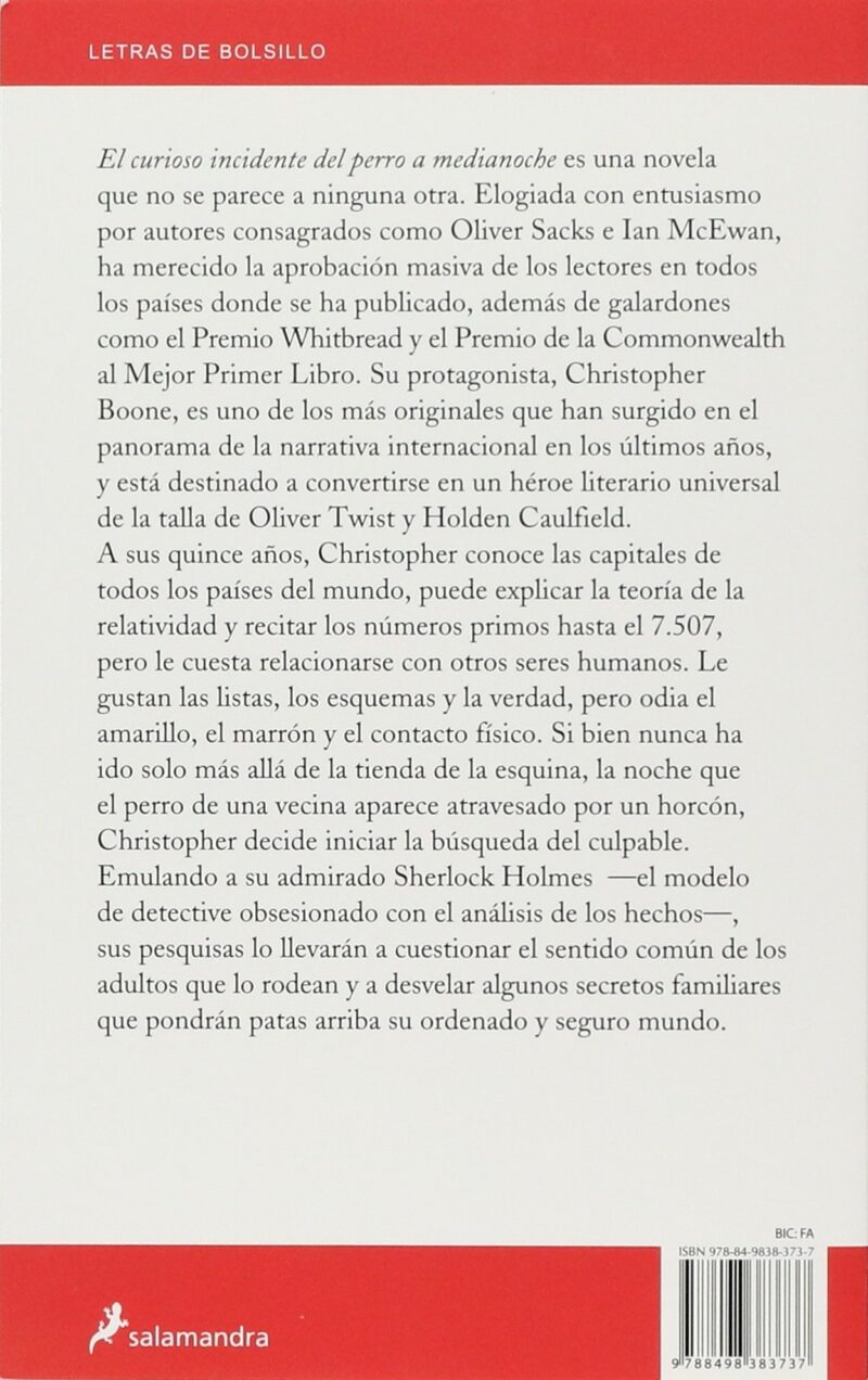 EL CURIOSO INCIDENTE DEL PERRO A MEDIANOCHE-MARK HADDON 9788498383737 SALAMANDRA 2020 (USADO) - Imagen 2