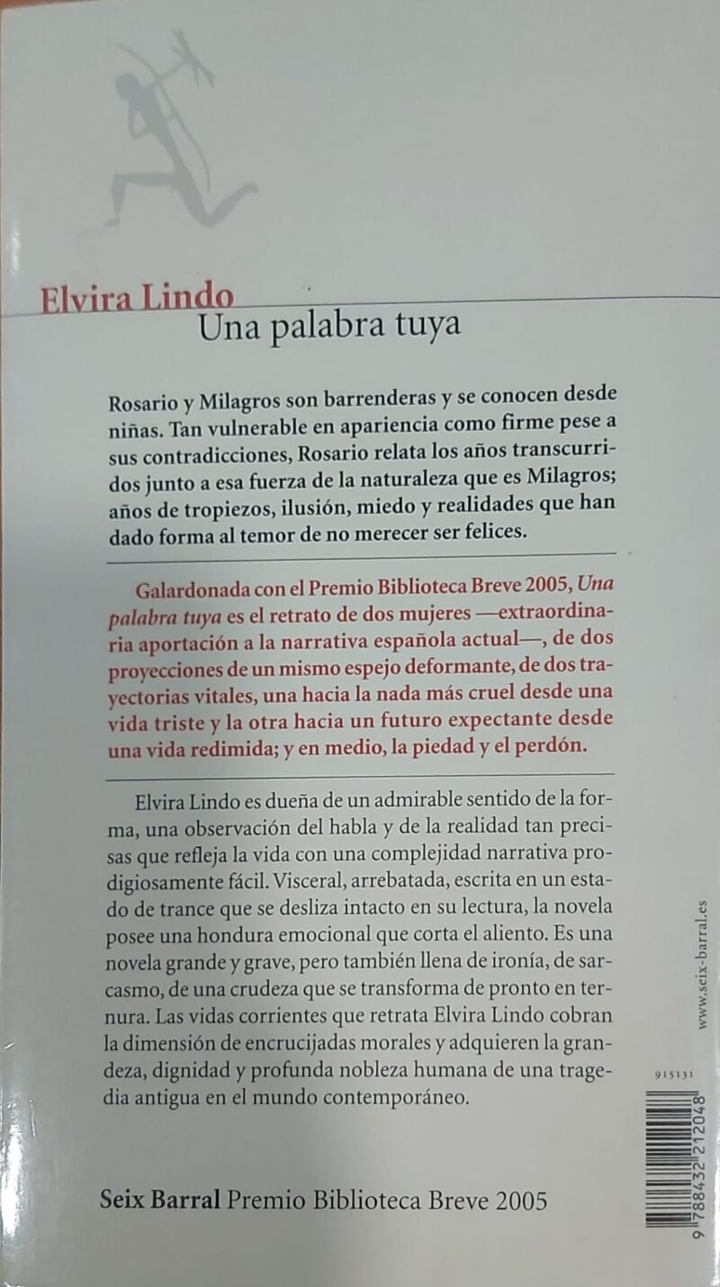 UNA PALABRA TUYA-ELVIRA LINDO 9788432212048 SEIX BARRAL 2005 (NUEVO) - Imagen 2