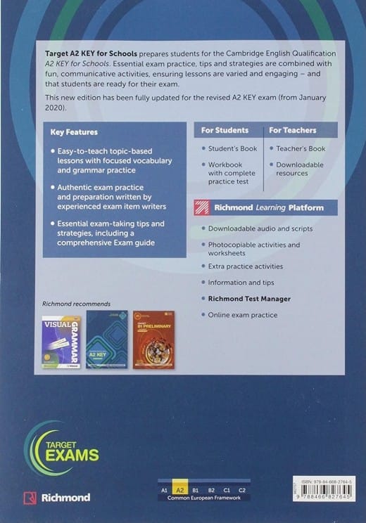 TARGET A2 KEY STUDENT´S BOOK FOR SCHOOLS 9788466827645 RICHMOND SANTILLANA 2019 (USADO) - Imagen 2