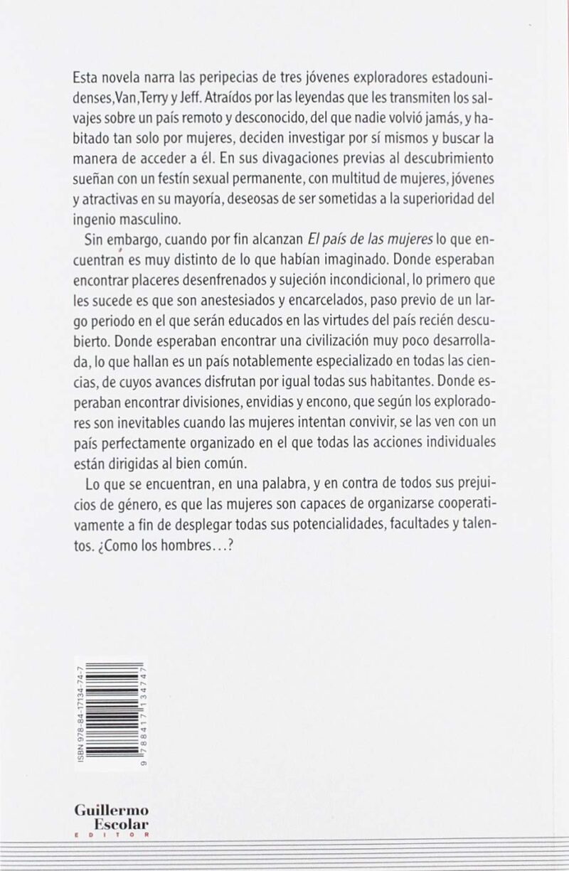 EL PAIS DE LAS MUJERES-CHARLOTTE PERKINS GILMAN 9788417134747 GUILLERMO ESCOLAR 2019 (NUEVO) - Imagen 2