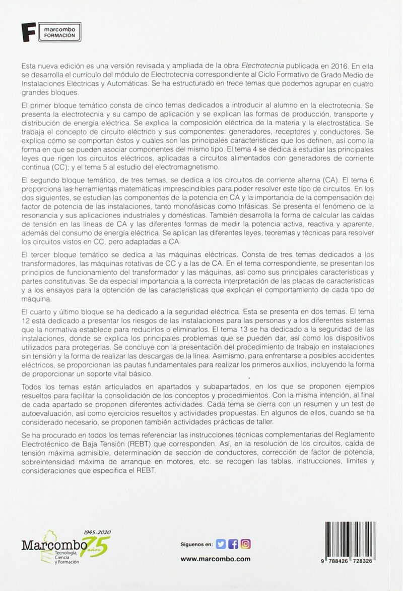 ELECTROTECNIA 2ª EDICIÓN GRADO SUPERIOR 9788426728326 MARCOMBO 2020 (USADO) - Imagen 2