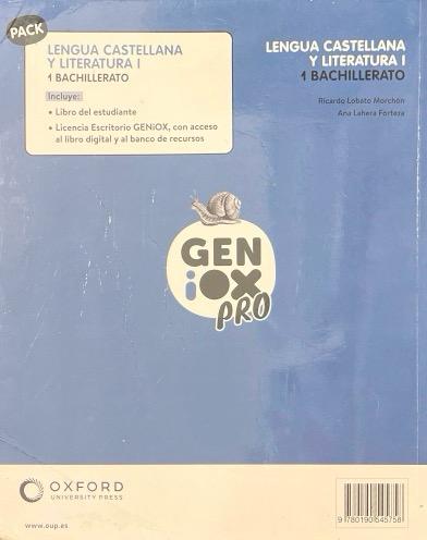 1º BACHILLERATO LENGUA Y LITERATURA I PROYECTO GENIOX PRO 9780190545758 OXFORD UNIVERSITY PRESS 2022 (USADO) - Imagen 2