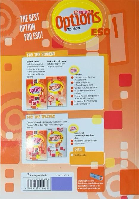 1º ESO OPTIONS WORKBOOK 9789925308958 BURLINGTON 2022 (USADO) - Imagen 2