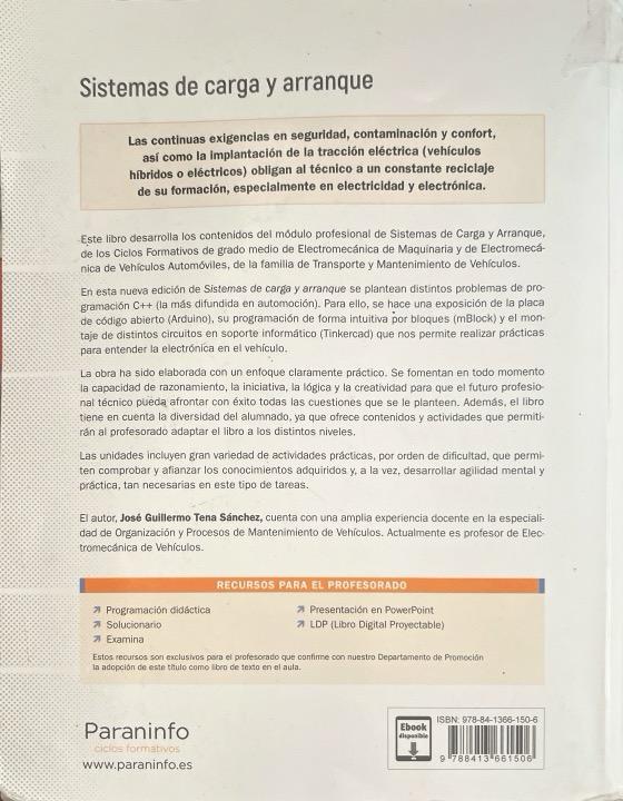 SISTEMAS DE CARGA Y ARRANQUE 4ª EDICIÓN-GRADO MEDIO ELECTROMECÁNICA DE VEHÍCULOS AUTOMÓVILES 9788413661506 PARANINFO 2022 (USADO) - Imagen 2