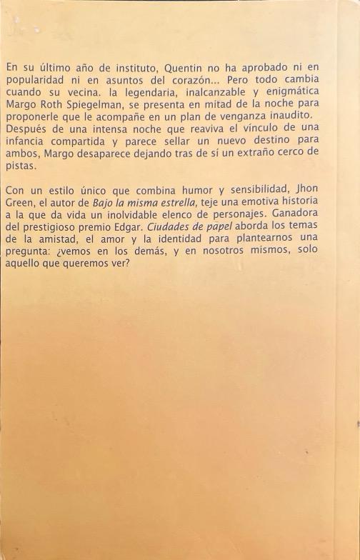 CIUDADES DE PAPEL-JOHN GREEN 9789585783065 PENGUIN RANDOM HOUSE 2014 (USADO) - Imagen 2