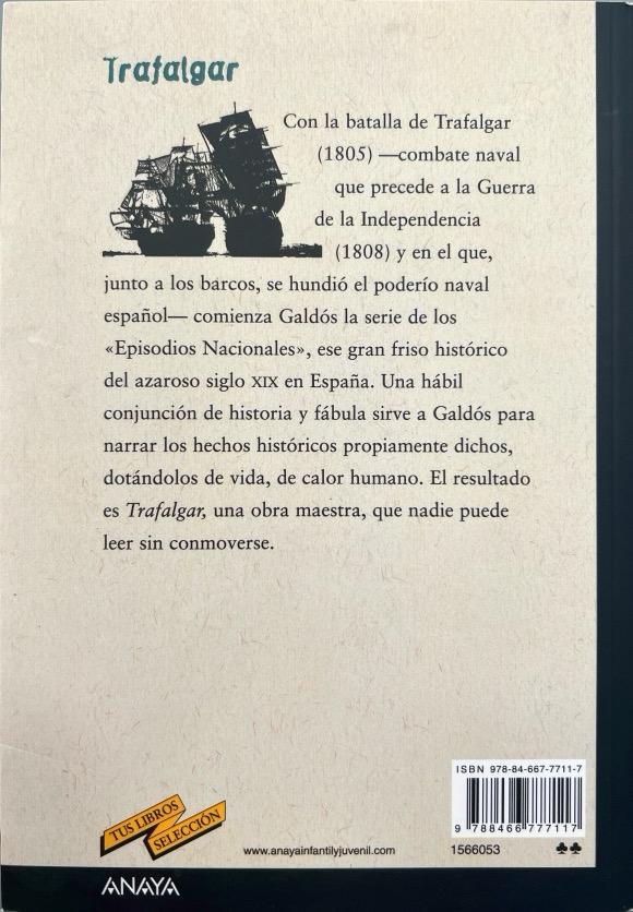 TRAFALGAR-TUS LIBROS SELECCIÓN N.º 53 BENITO PEREZ GALDOS 9788466777117 ANAYA 2008 (USADO) - Imagen 2