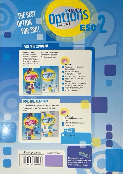 2º ESO OPTIONS 2 WORKBOOK 9789925309016 BURLINGTON 2023 (USADO) - Imagen 2