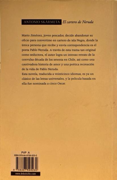 EL CARTERO DE NERUDA-ANTONIO SKARMETA 9788497595230 DEBOLSILLO 2003 (USADO) - Imagen 2