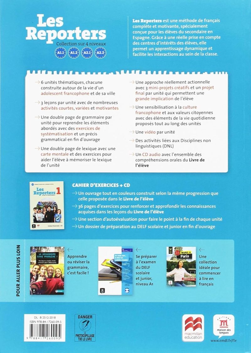 1º ESO LES REPORTERS LIVRE DE L ELÈVE A1.1 METHODE DE FRANÇAIS 9788417260095 DIFUSION CENTRO DE INVESTIGACION 2018 (USADO) - Imagen 2