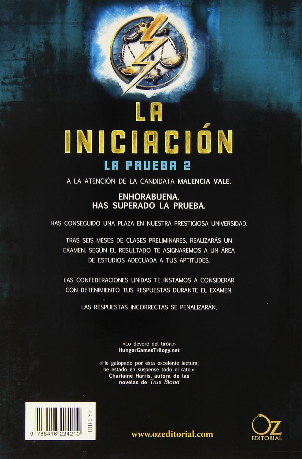 LA PRUEBA N.º 02 :LA INICIACIÓN -EQUIVOCARSE NO ES UNA OPCIÓN :- JOELLE CHARBONNEAU 9788416224210 OZ EDITORIAL 2015 (USADO) - Imagen 2