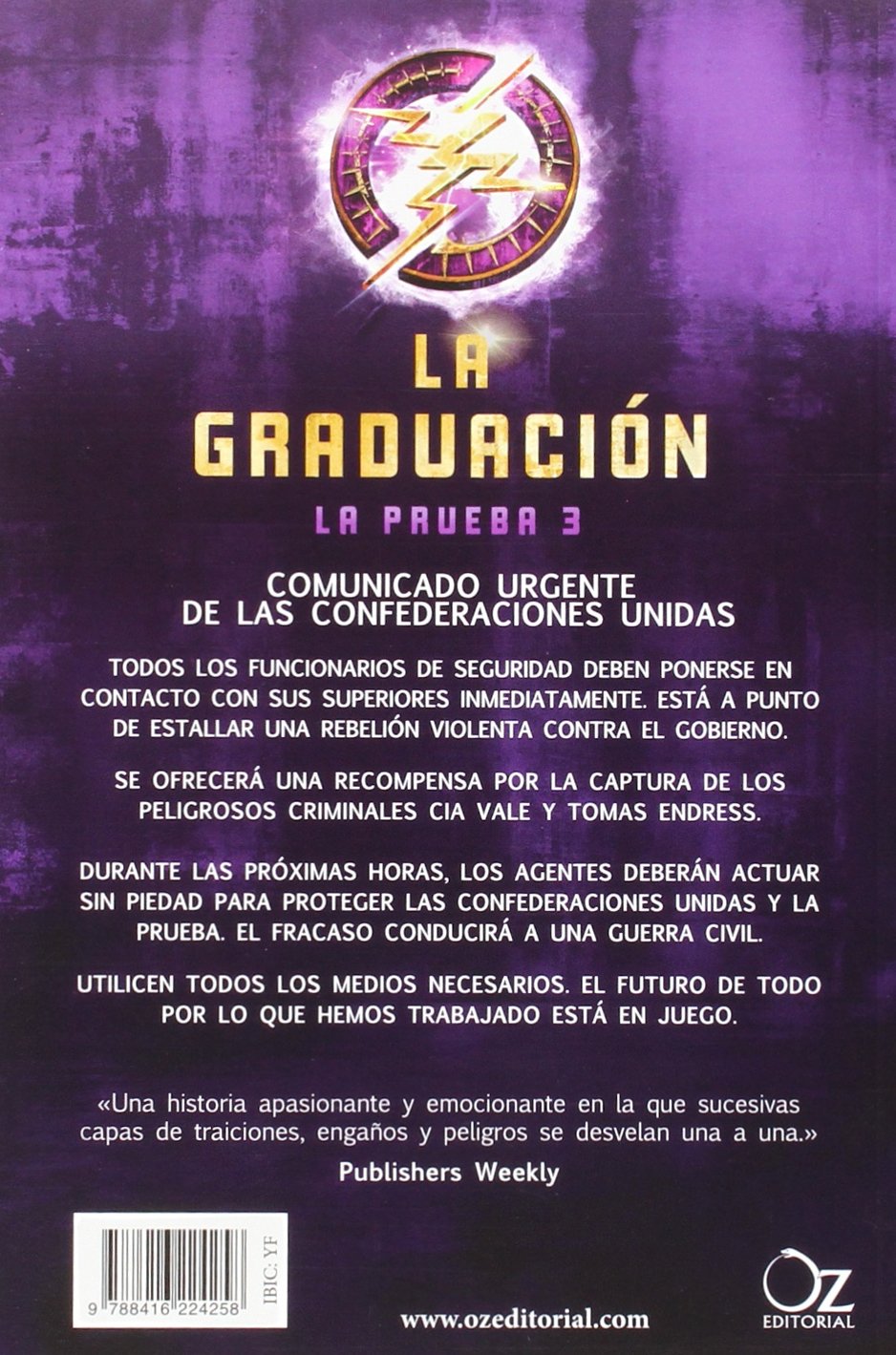 LA PRUEBA N.º 03 :LA GRADUACIÓN -EL ÚLTIMO EXAMEN ES EL MAS LETAL :- JOELLE CHARBONNEAU 9788416224258 OZ EDITORIAL 2015 (USADO) - Imagen 2