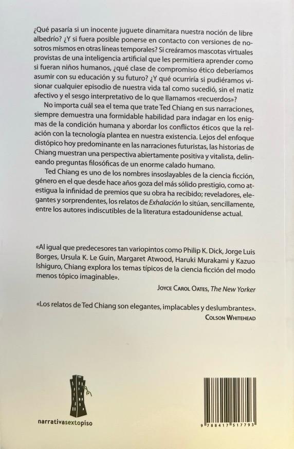 EXHALACION:-TED CHIANG 9788417517793 SEXTO PISO 2020 (USADO) - Imagen 2