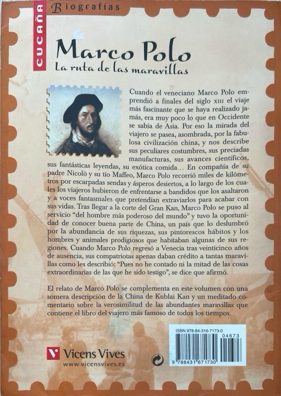 MARCO POLO: LA RUTA DE LAS MARAVILLAS-CUCAÑA BIOGRAFIAS N.º 3 :-YUE HAIN-JUN- JUAN MANUEL SOLDEVILLA ALBERTI 9788431671730 VICENS-VIVES 2015 (USADO) - Imagen 2