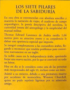 LOS SIETE PILARES DE LA SABIDURIA:-THOMAS EDWARD LAWRENCE 9788489693654 OPTIMA 2002 (USADO) - Imagen 2