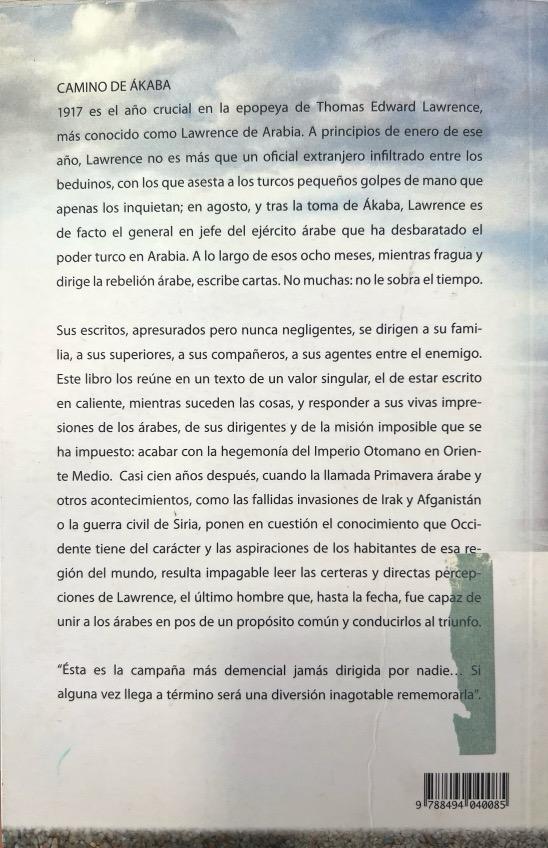 CAMINO DE AKABA: CARTAS, ENERO-AGOSTO 1917:-THOMAS EDWARD LAWRENCE 9788494040085 PLAYA DE AKABA 2012 (USADO) - Imagen 2