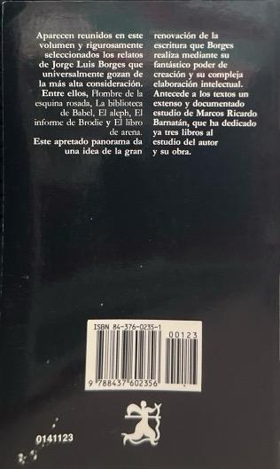 NARRACIONES :-LETRAS HISPANICAS N.º 123:- JORGE LUÍS BORGES 9788437602356 CATEDRA 2005 (USADO) - Imagen 2