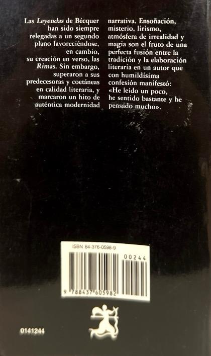 LEYENDAS-LETRAS HISPANICAS N.º 244:-GUSTAVO ADOLFO BECQUER 9788437605982 CATEDRA 1994 (USADO) - Imagen 2