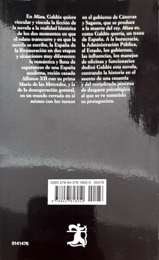 MIAU:-CATEDRA LETRAS HISPÁNICAS N.º 476 :-BENITO PEREZ GALDOS 9788437618050 CATEDRA 2005 (USADO) - Imagen 2