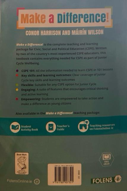 MAKE A DIFFERENCE! :-CONOR HARRISON AND MÁIRÍN WILSON 9781780907321 FOLENS 2017 (USADO) - Imagen 2