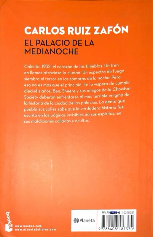 EL PALACIO DE LA MEDIANOCHE:-CARLOS RUIZ ZAFON 9788408187370 BOOKET 2018 (USADO) - Imagen 2