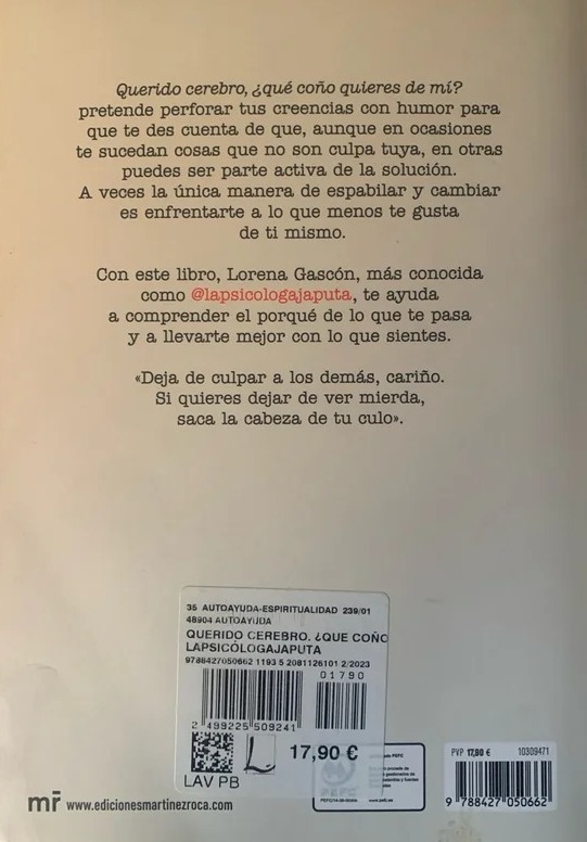 QUERIDO CEREBRO, ¿QUE COÑO QUIERES DE MÍ?-LAPSICOLOGAJAPUTA 9788427050662 MARTINEZ ROCA 2023 (NUEVO) - Imagen 2