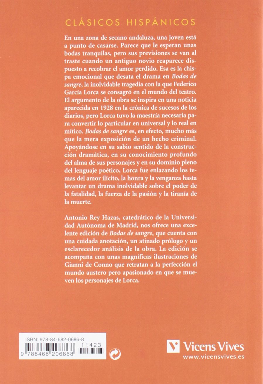 BODAS DE SANGRE:-CLÁSICOS HISPÁNICOS N.º 30:- FEDERICO GARCIA LORCA 9788468206868 VICENS-VIVES 2012 (NUEVO) - Imagen 2