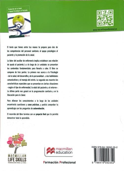 PROMOCIÓN DE LA SALUD Y APOYO PSICOLÓGICO AL PACIENTE-GRADO MEDIO 9788416092352 MACMILLAN 2015 (USADO) - Imagen 2