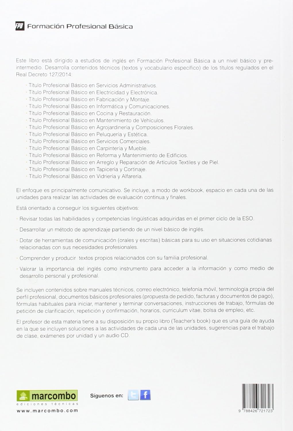 ENGLISH I COMUNICACIÓN Y SOCIEDAD I:-MARÍA MUÑOZ-BENILDE BUENO 9788426721723 MARCOMBO 2014 (USADO) - Imagen 2