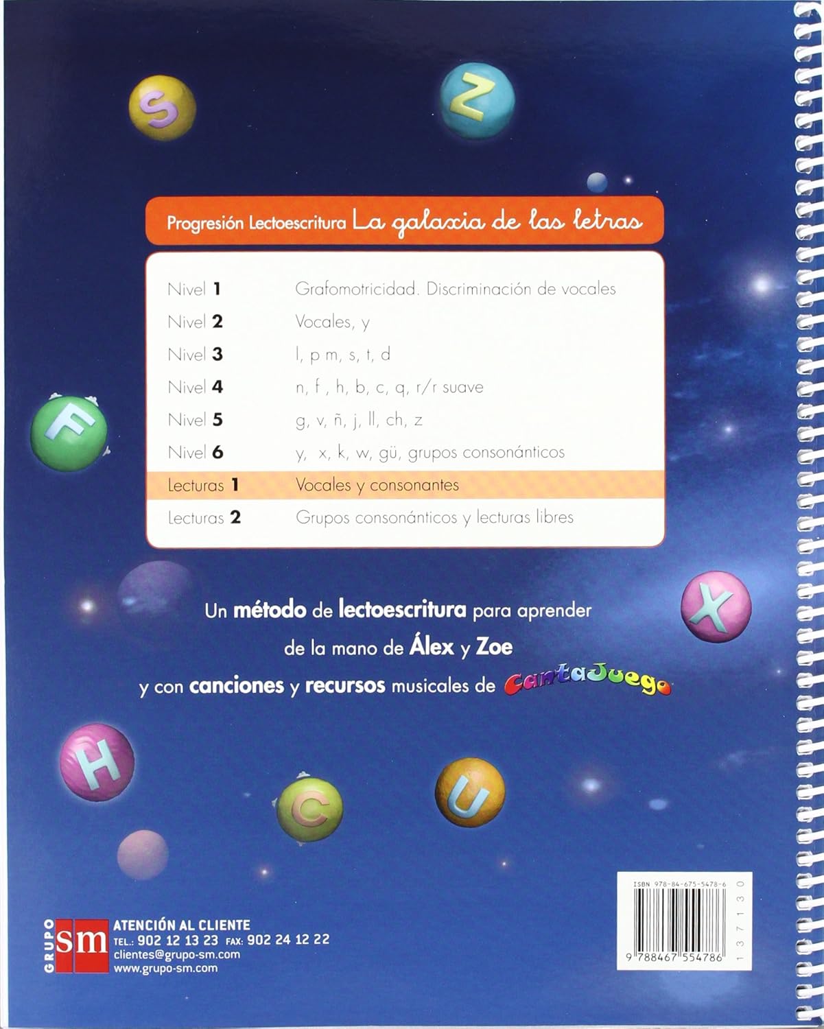 EDUCACIÓN INFANTIL 4 AÑOS LECTOESCRITURA LECTURAS 1 PROYECTO LA GALAXIA DE LAS LETRAS 9788467554786 EDICIONES SM 2012 (NUEVO) - Imagen 2