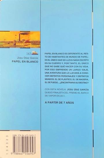 PAPEL EN BLANCO:-EL BARCO DE VAPOR SERIE AZUL:-N.º 162 :-JOSU DÍAZ GARCÍA 9788467556957 SM 2012 (USADO) - Imagen 2