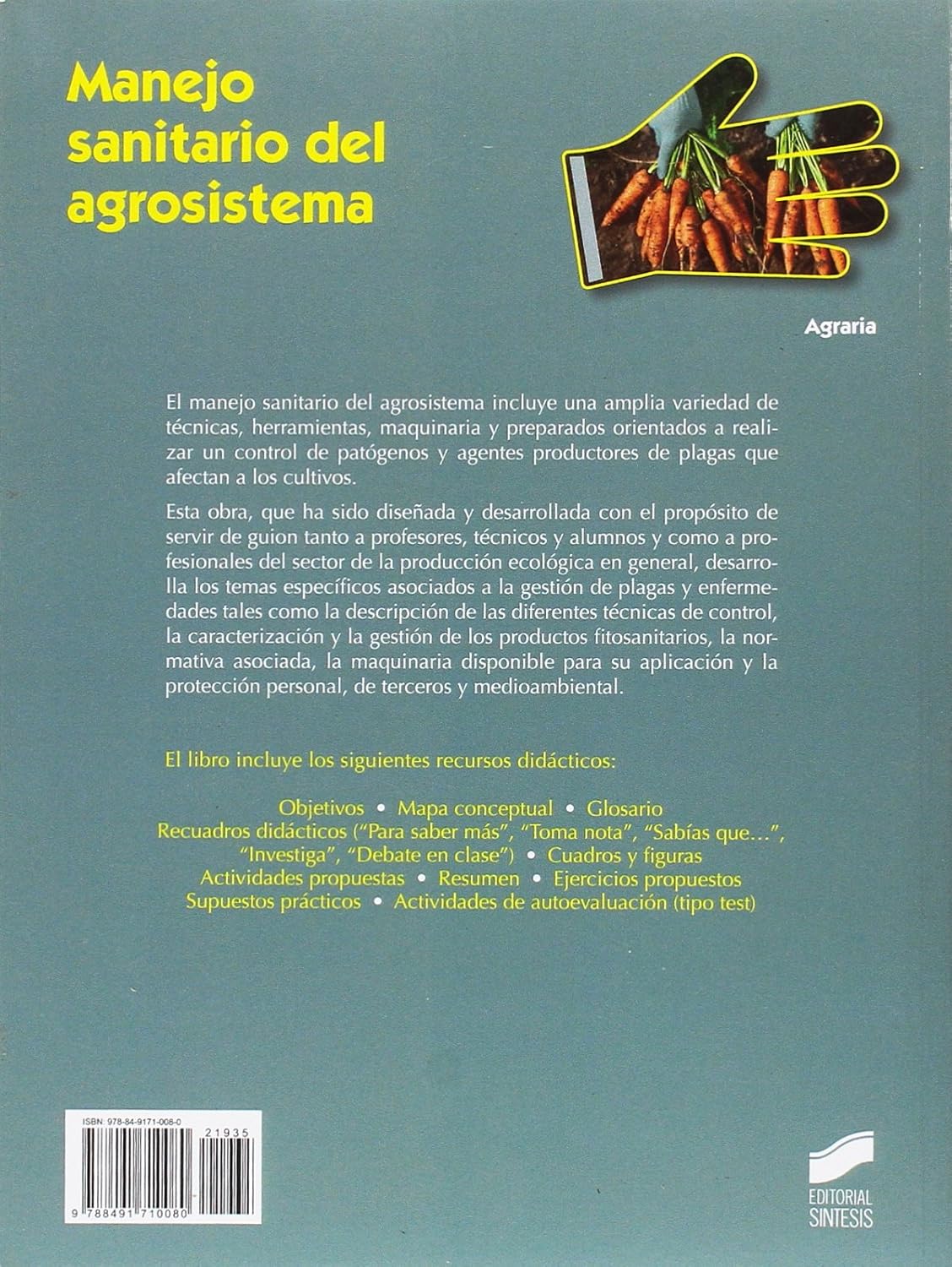 MANEJO SANITARIO DEL AGROSISTEMA:-RUBÉN GARRIDO RIVERO 9788491710080 SINTESIS 2017 (NUEVO) - Imagen 2