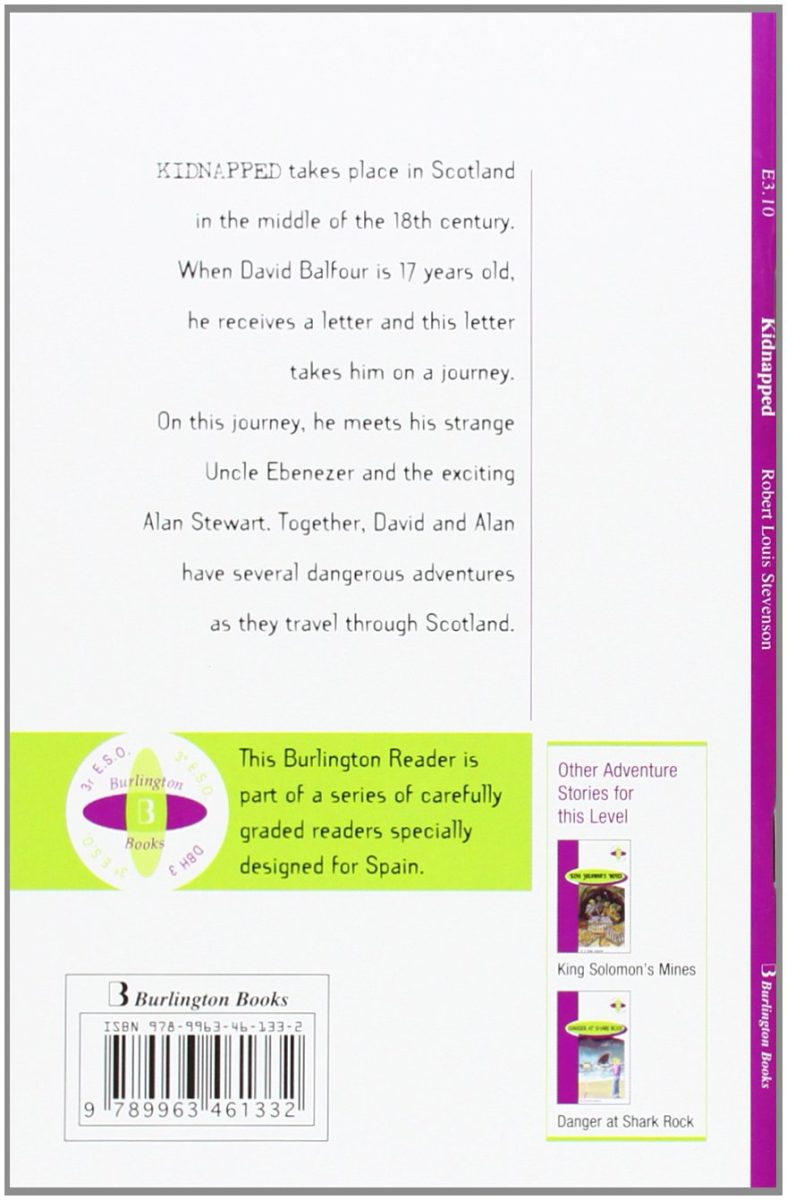 KIDNAPPED:-ROBERT LOUIS STEVENSON 9789963461332 BURLINGTON BOOKS 2001 (USADO) - Imagen 2
